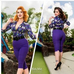 ❗️SOLD ❗️Deadly Dames by Micheline Pitt Purple Capris